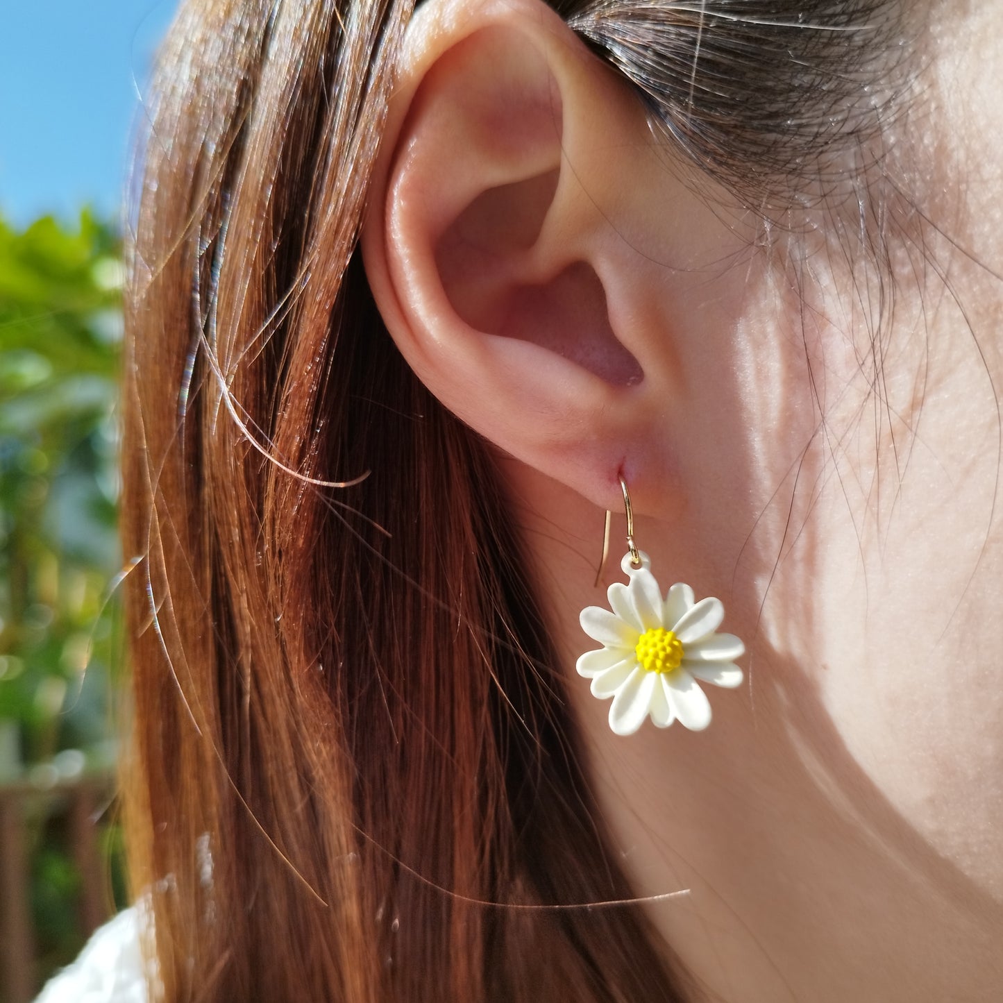 Daisy Drop Earrings * Pink & White flowers * Cute daisies dangle earrings *