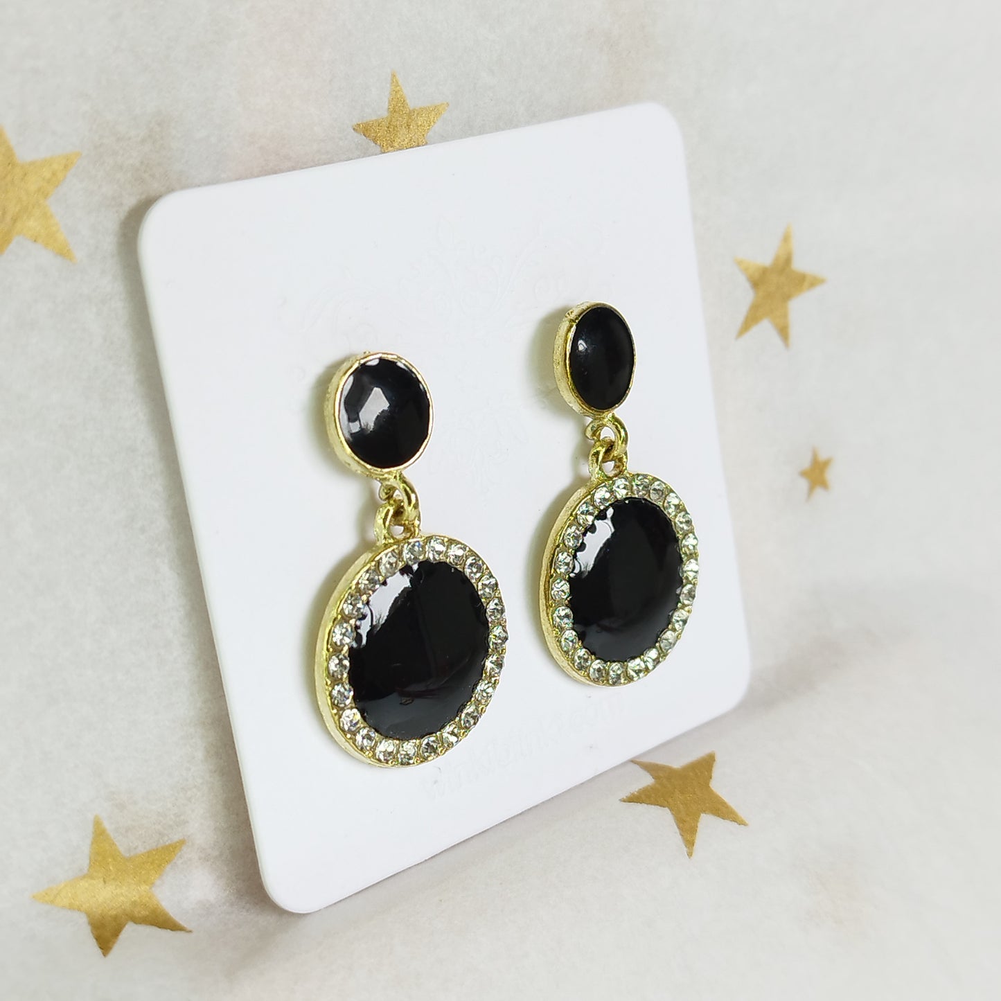 Zirconia Black Circle Earrings * Silver 925 Post * Dangle Circle Earrings