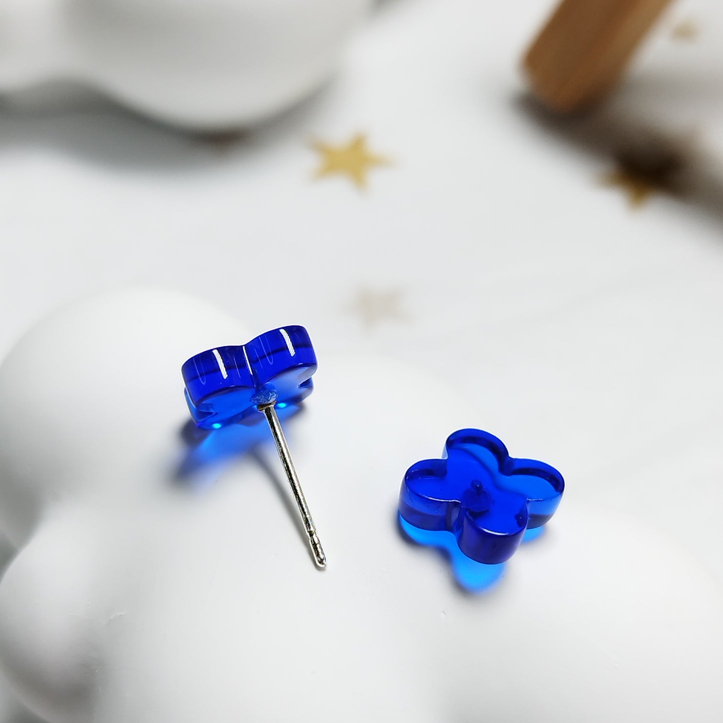 Blue Flower Acrylic Stud Earrings * Silver 925 Stud * Trendy Earrings