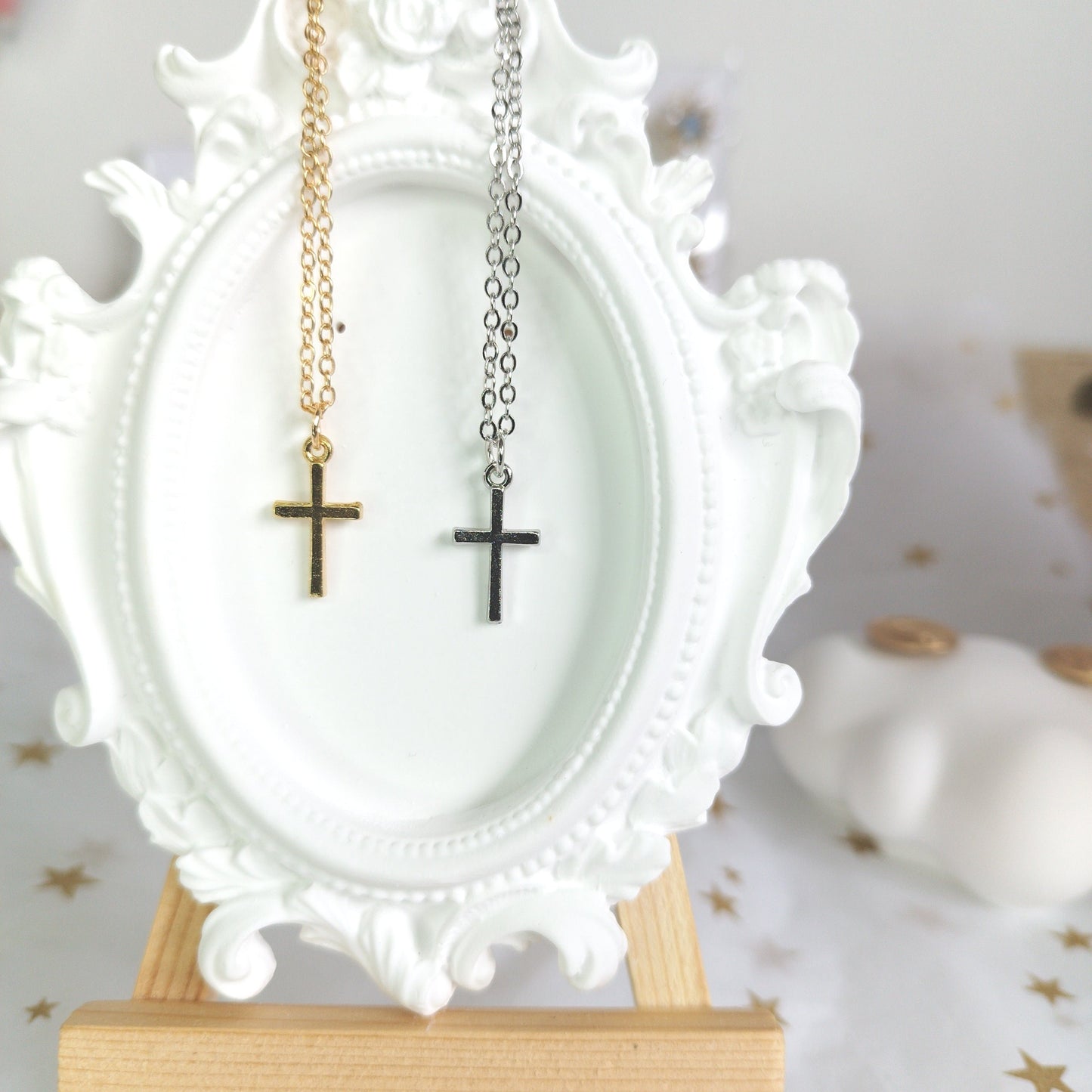 Cross Pendant Necklace * Premium Gold/Silver plating * Tiny simple cross jewelry