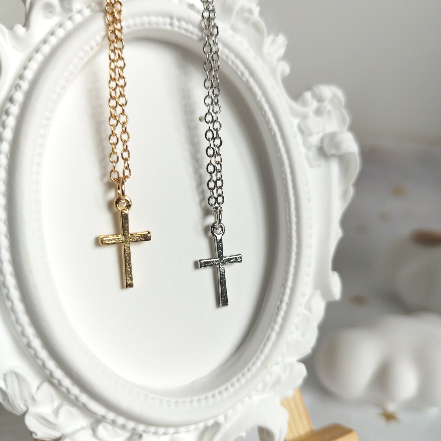 Cross Pendant Necklace * Premium Gold/Silver plating * Tiny simple cross jewelry